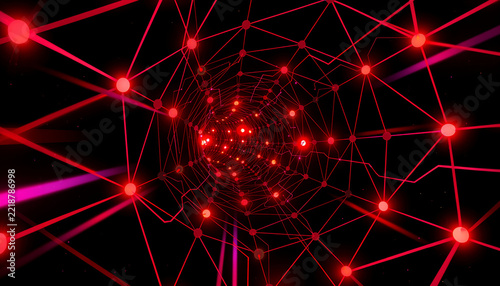 Digital network tunnel forming abstract cyber connections