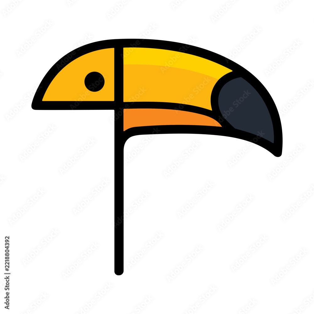 Fototapeta premium Close-Up Profile of a Colorful Toucan Perched on a Branch in Tropical Forest Environment