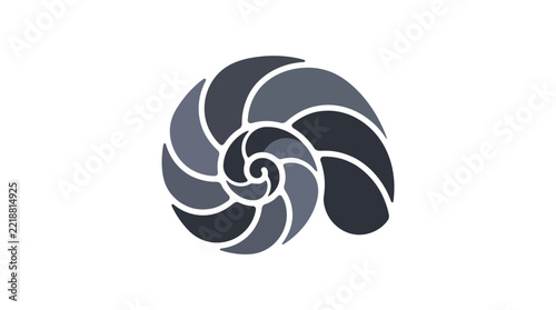 Seashell Vector Graphic Illustration with Blue Spiral Shell Design