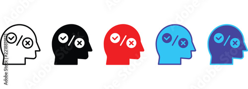 Thoughtful Consideration banner web icon line outline color vector illustration