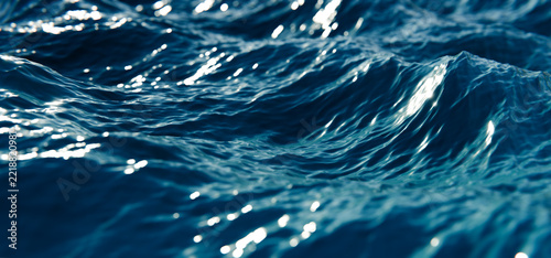 Blue Ocean Waves Surface Storm Winter Water Texture Ripples 3D Render