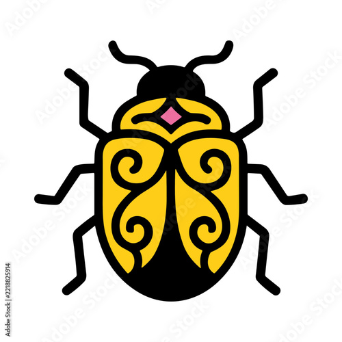 Colorful Decorative Beetle with Ornate Patterns and Unique Shape in Nature Background