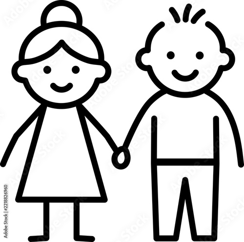 Elderly Couple Holding Hands Line Icon - Senior Love