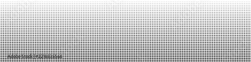 Fading black dots on white background. Halftone gradient pattern banner. Minimalist monochrome dotted texture