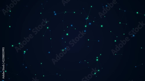 Abstract Dark Blue Background with Glowing Particles.