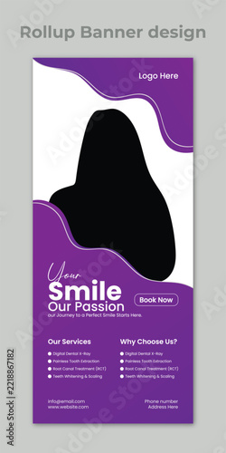 Dental Clinic Roll Up Banner Dentist and Oral Care Promotion Template