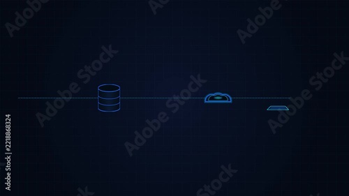 Financial information passes through a physical pipeline, transforming from raw documents to organized financial intelligence via a cloud hub.