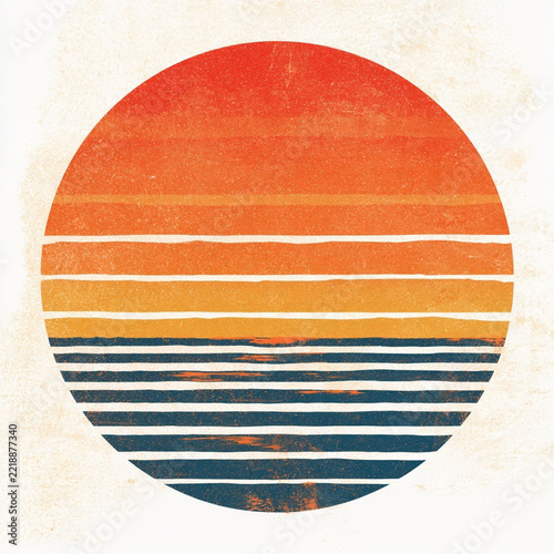 Retro Sunset Design with Vintage Colors Suitable for Print on Demand Projects
