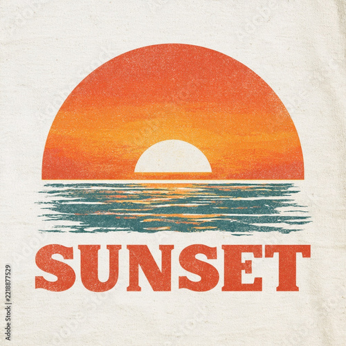 Retro Sunset Graphic Design for Vintage Print on Demand T-Shirts and Apparel