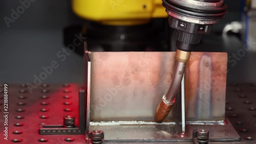 Automated Robot Arm Welder Torch Metal Beam Workshop Production