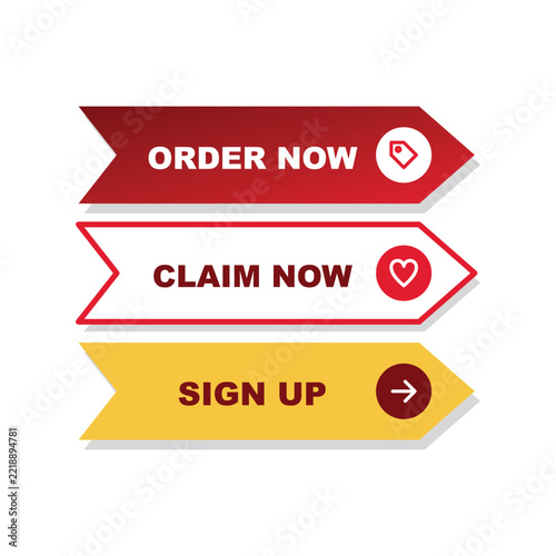 Order and sign up buttons with call to action icons.