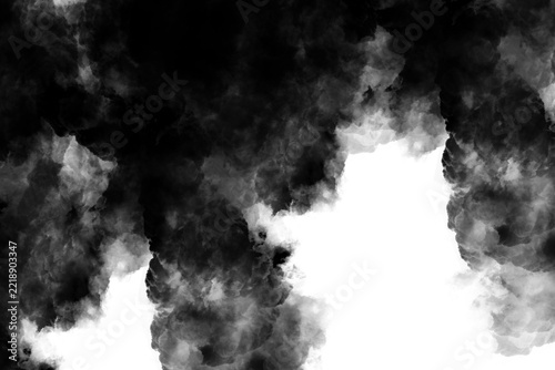 Black and White Smoke on Black Background, Abstract Fog Cloud and Atmospheric Mist Effect for Dramatic Backgrounds, Texture, Pollution, Fire and Motion Design