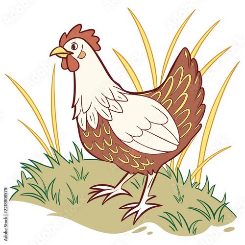 Chicken Hen Silhouettes Set. Farm Bird Vector Icons.