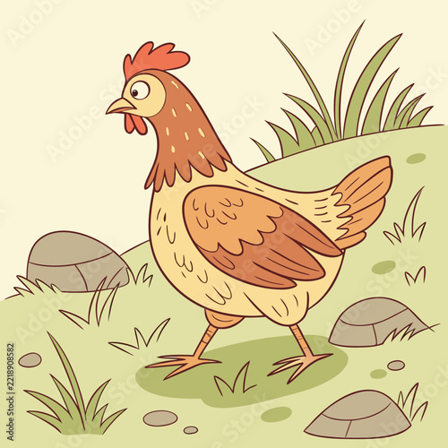 Chicken Hen Silhouettes Set. Farm Bird Vector Icons.