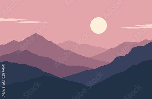 Mountain landscape wallpaper with clouds