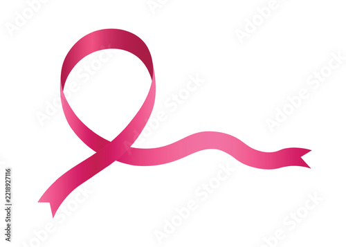 Pink ribbon with elegant curved waves for breast cancer charity campaigns