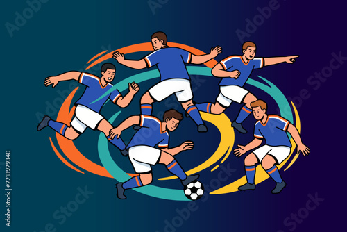 Football Players Playing Team Soccer Game