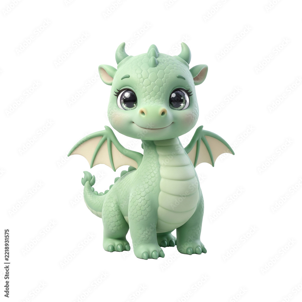 Obraz premium Adorable baby dragon character cute mythical creature 3d rendering isolated on transparent background