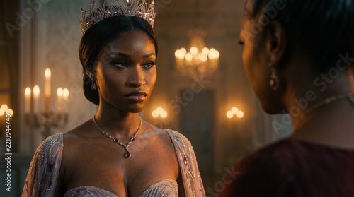 Black Princess Listening Attentively to Her Mother