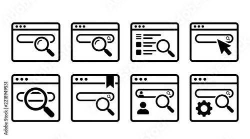 Set of browser search bar icons vector illustration