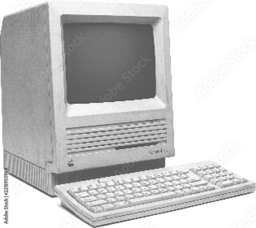 Computer set retro halftone dot texture vintage illustration design element