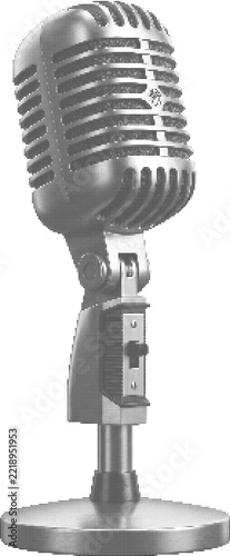 Microphone retro halftone dot illustration vintage design element for music and podcasting