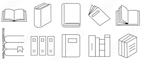 book icon vector silhouette set,  Literature book icons. book with bookmark, education book icon.