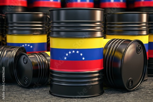 A barrel of oil depicting the Venezuelan flag