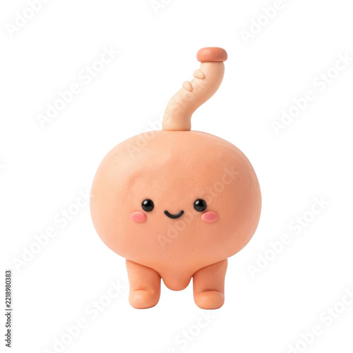 Cute Cartoon Bladder Character with Smiley Face, Medical Illustration