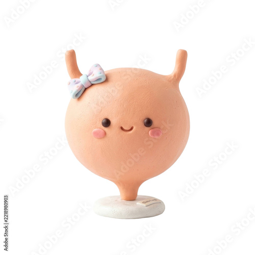 Cute Uterus Character with Bow, Medical Art Style, Vector Illustration