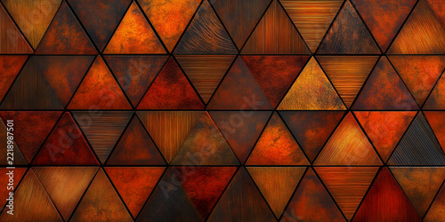 Abstract triangle geometric pattern background layout orange and brown tones mosaic frame