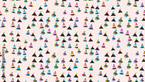 Stylized volcano and stacked rings pattern