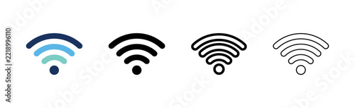Wireless wifi signal icon set for internet connection and networking symbols
