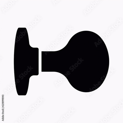 Black silhouette of a round door knob isolated on a white background