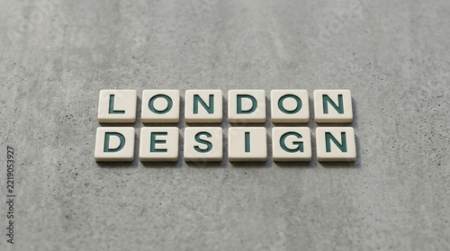 London Design: Scrabble Tiles Spelling Out Creative Concepts on a Textured Surface