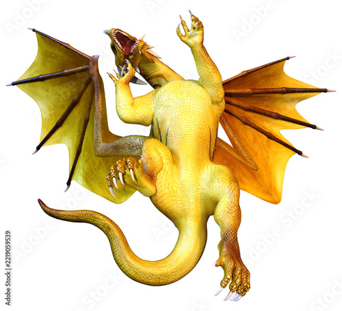 3D Rendering Fairy Tale Dragon on White