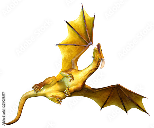 3D Rendering Fairy Tale Dragon on White