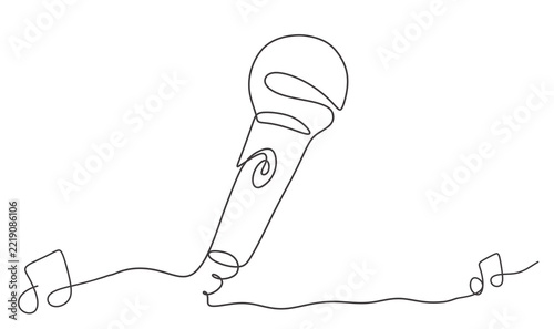Microphone in one continuous single line art drawing Simple line microphone minimal line concept ideas 