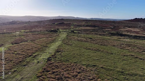 Grass walking path to Windy Post on Dartmoor