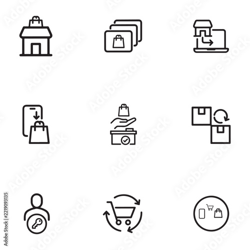 Omnichannel Ecommerce Retail Integration Outline Vector Icons Collection