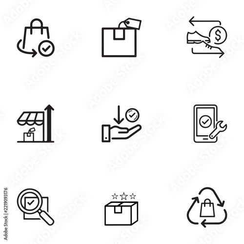 Secondhand Ecommerce Recommerce Resale Outline Vector Icons Collection