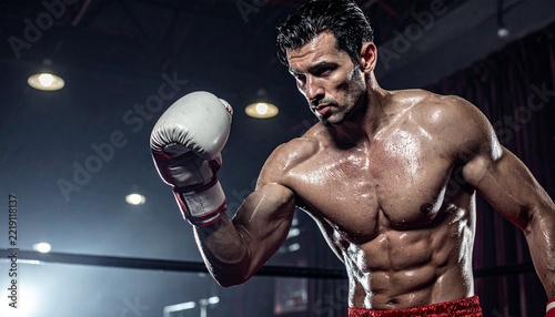 Intense Boxer Training - Sweaty Athlete in Action.