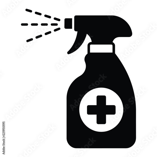Disinfectant spray bottle icon, medical cleaning product symbol for sanitizing surfaces, vector illustration