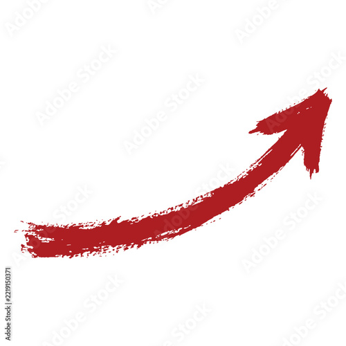 Red hand drawn brush stroke arrow pointing up
