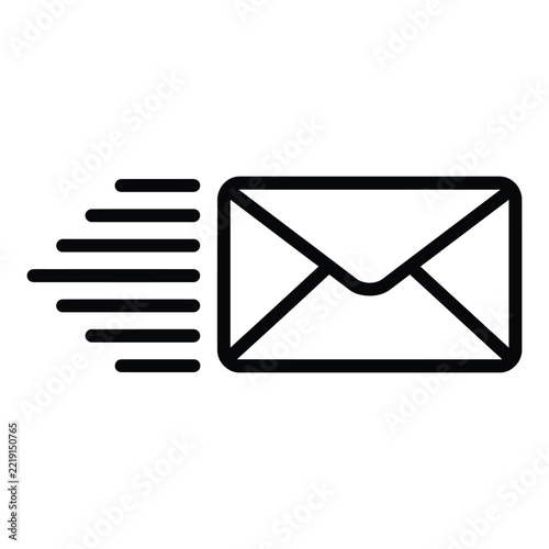 Icon of a fastmoving envelope representing email delivery, message sending, or digital communication