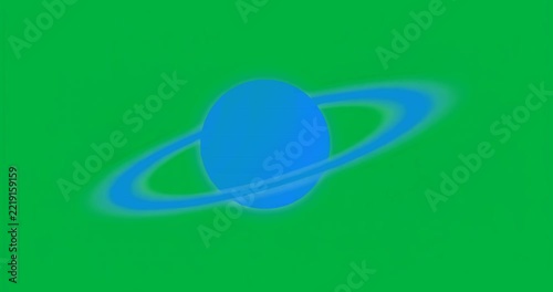 Opening on glowing blue planet pulsing in transparent void rings pivoting clockwise showing spin