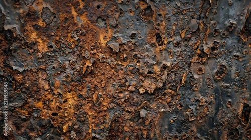 Rusty metal surface texture with corrosion and peeling paint