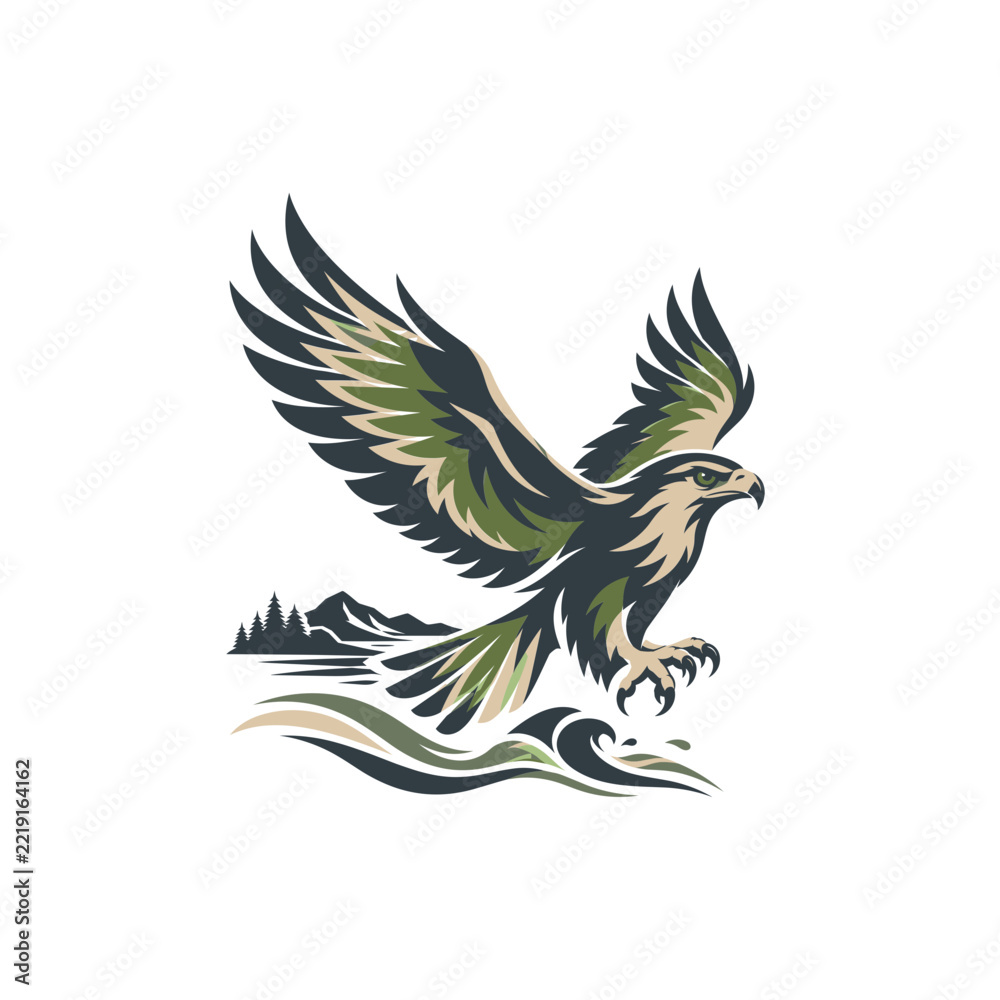 Fototapeta premium Flying Eagles Vector 