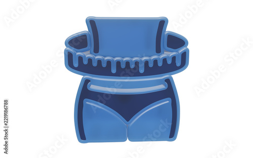 A stylized illustration of a human torso encircled by a measuring tape, symbolizing weight loss and body measurement. 3D Icon