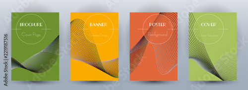 Wave flow dynamic banners minimal vector set. Covers with curve lines texture...